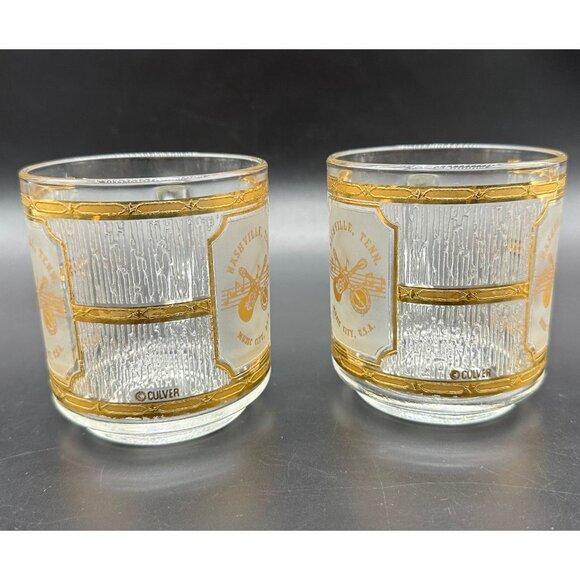 Vintage Nashville Music City USA Souvenir Mugs By Culver 22K Gold Luminarc Glass - Picture 4 of 10